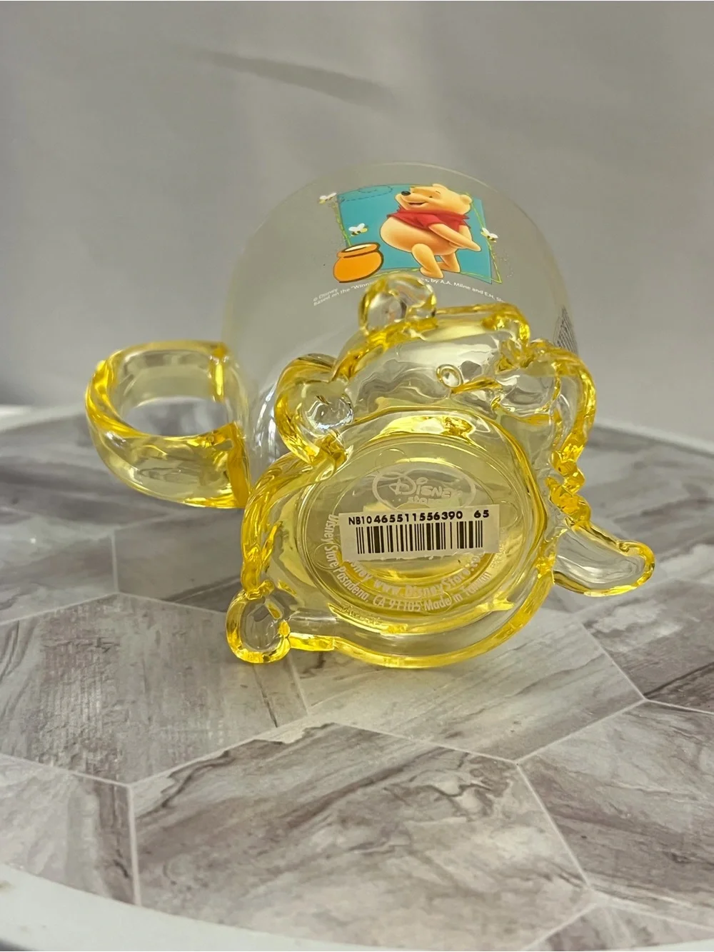Disney Store Winnie The Pooh Yellow Plastic Mug Honey Pot Cup Collectible